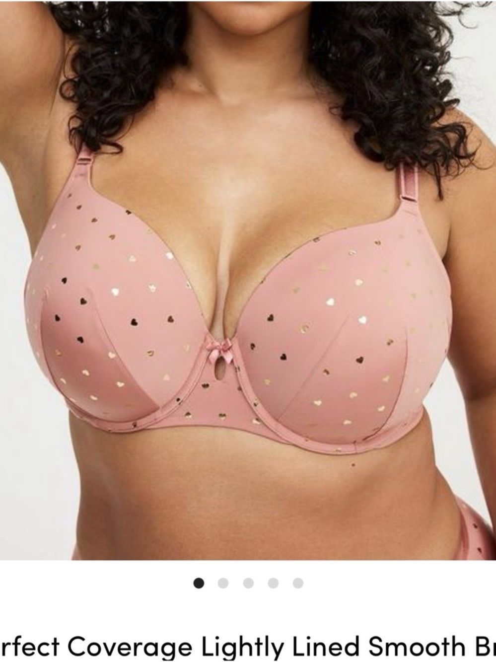torrid Blush Pink Underwire Bra with Gold Heart Accents